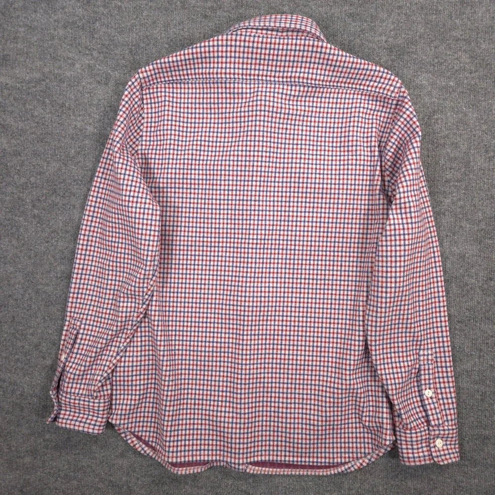 J Crew‎ Seaboard Soft-Knit Shirt Mens XL Burgundy Blue Check Heavyweight Flannel
